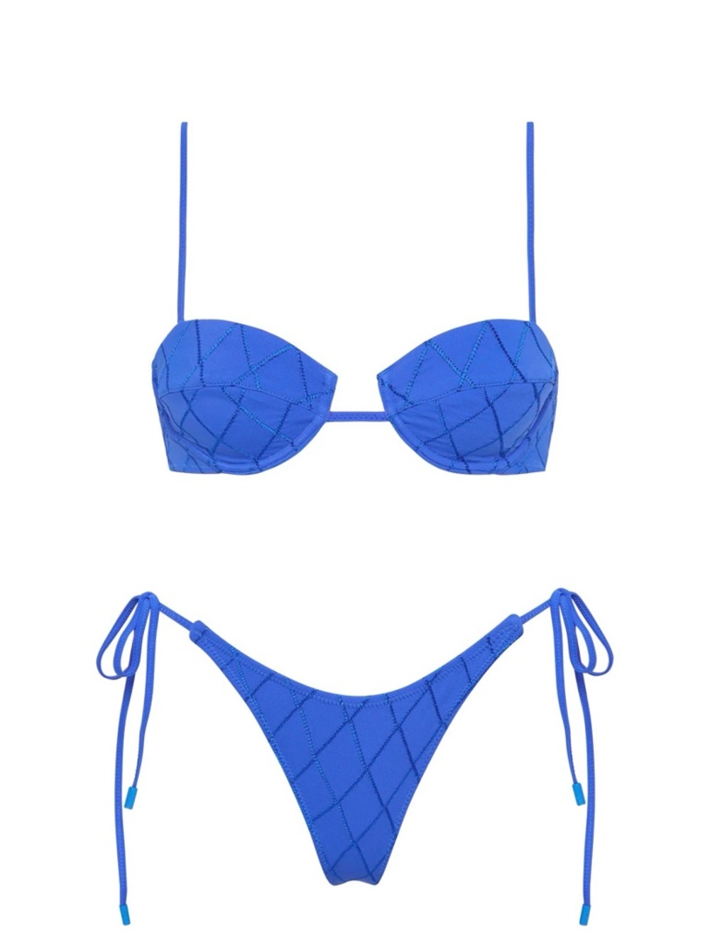 triangl swimwear Cobalt Blue Quilted Tie-Side Bikini Set